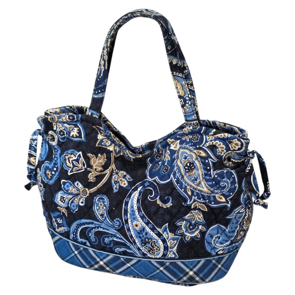Vera Bradley Windsor Navy Small Shoulder Bag Retired 2006 Paisley Quilted Purse